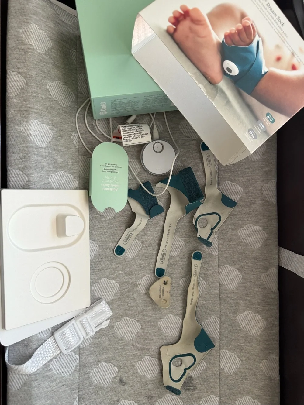 Smart Sock Replacement Sensors & Straps - Teal and Light Gray